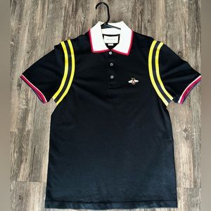 Gucci Bee Accent Striped Polo Shirt
